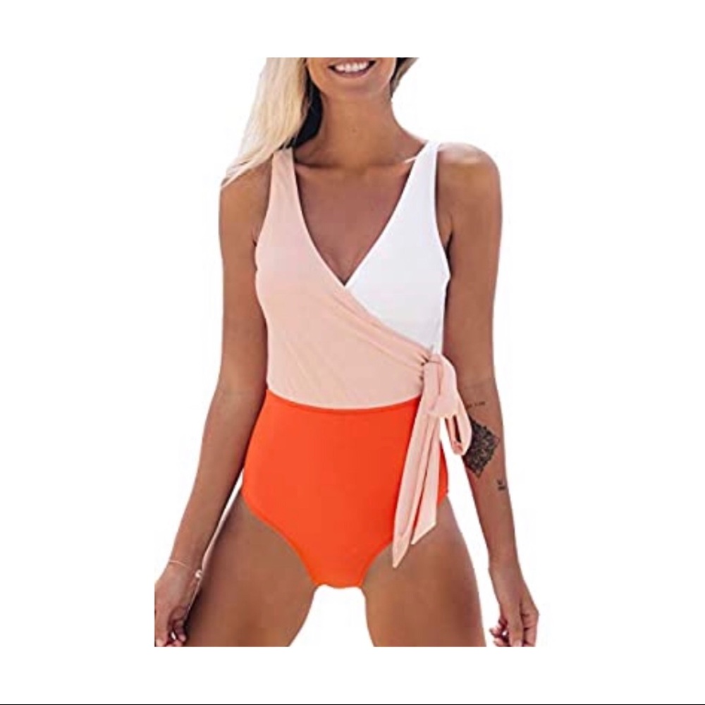 ❗️FINAL❗️ 🆕 CUPSHE Orange White Bowknot One Piece